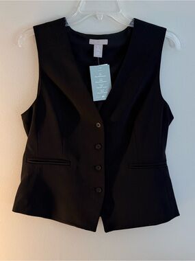 H&M Black Structured Button-Front Vest